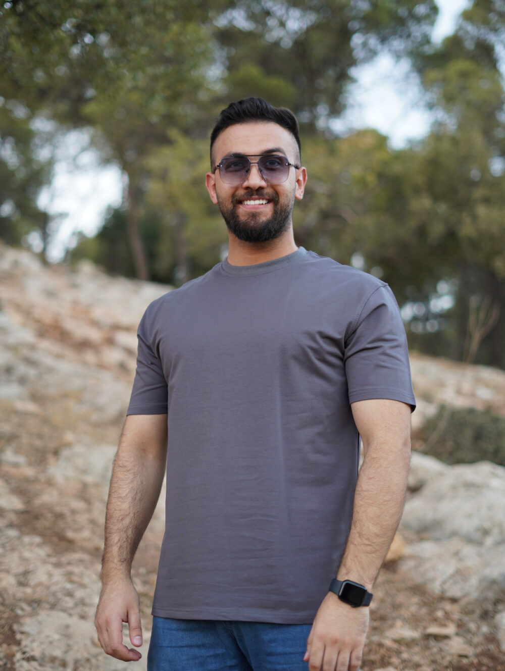 Basic Turkish Cotton T-Shirt in Grey