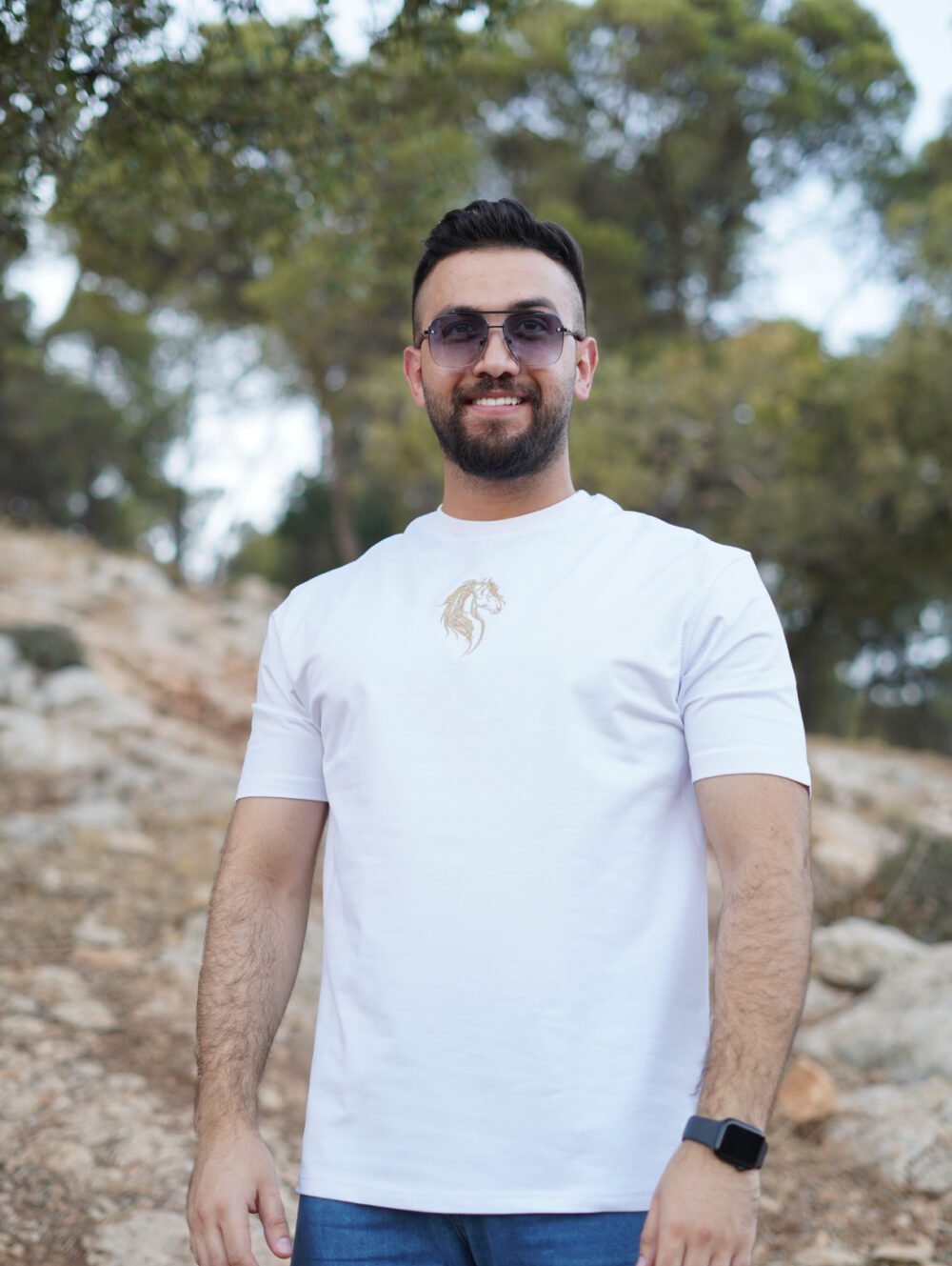 Horse Embroidered T-Shirt in White