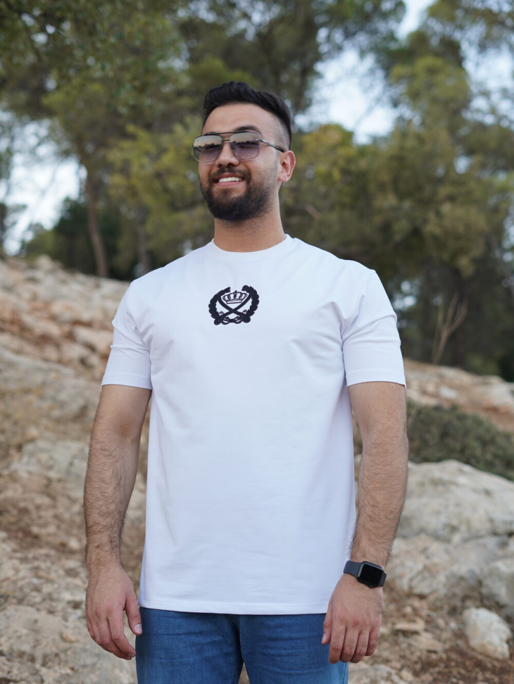 Jordanian Crown, Swords, & Wheat Ears T-Shirt in White